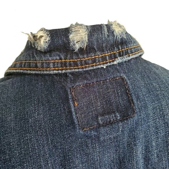 American Eagle Outfitters Deep Blue Wash Jean Jacket 100% Soft Cotton Size M - Picture 5 of 15